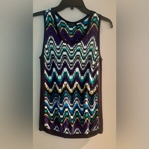 NIC+ZOE Black and White Graphic Sleeveless Tank Top